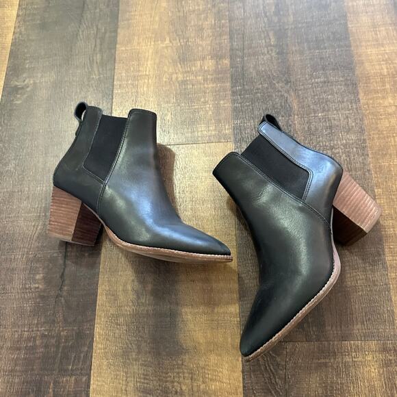 Madewell The Regan Black Leather Ankle Boots Size 8 - Picture 9 of 11